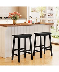 Gymax Saddle-Seat Counter Height Stools Set of Backless Barstools w/ Curved Seat