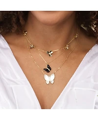 The Lovery Asymmetrical Onyx Butterfly Necklace 14K Gold-Plated Sterling Silver