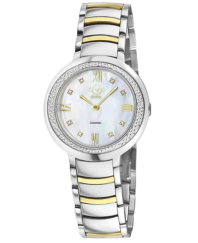 GV2 by Gevril Women's Amalfi Swiss Quartz Two tone Ipyg/Ss Stainless Steel Bracelet Diamond Watch