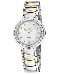 GV2 by Gevril Women's Amalfi Swiss Quartz Two tone Ipyg/Ss Stainless Steel Bracelet Diamond Watch