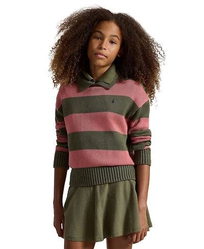 Polo Ralph Lauren Girls' 7-16 Striped Long-Sleeve Sweater