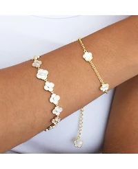 The Lovery Mother of Pearl Cz Clover Bracelet 14K Gold-Plated Sterling Silver
