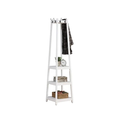 Roundhill Furniture Vassen Coat Rack with 3-Tier Storage Shelves