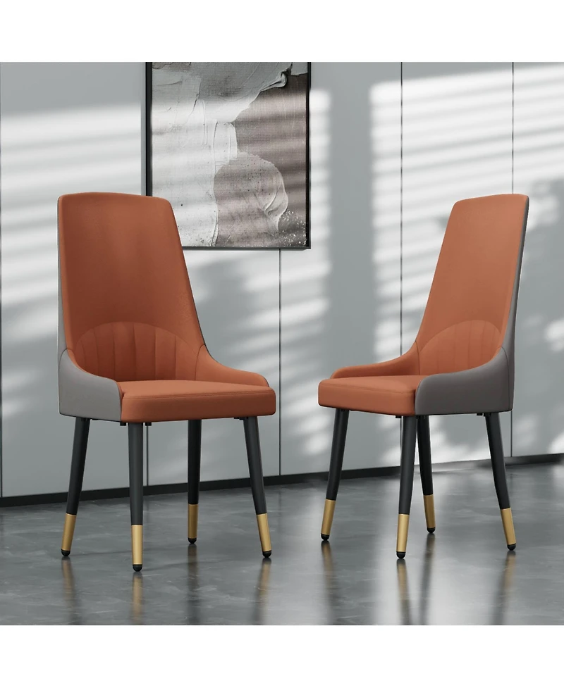 Unho Set Of 2 Upholstered Leather Dining Chairs with Backrest
