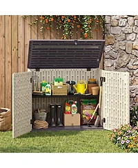 Gymax 20 Cu.Ft Large Outdoor Storage Cabinet w/ Adjustable Shelf and Lockable Doors