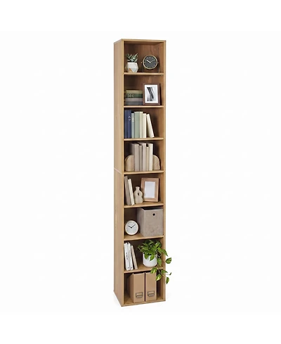 Gymax 71 Inches Tall Narrow Bookshelf 8-Tier Slim Bookcase w/ 4 Adjustable Shelves