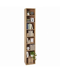 Gymax 71 Inches Tall Narrow Bookshelf 8-Tier Slim Bookcase w/ 4 Adjustable Shelves