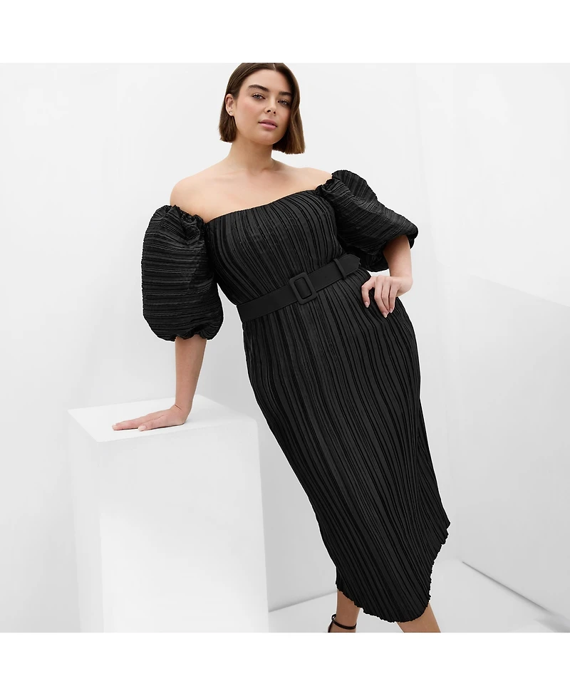 City Chic Plus Krista Pleat Dress