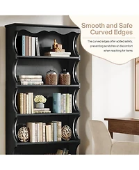 Tribesigns 70" Tall Bookcase: 5-tier open bookshelf with curved-edge design. Wooden display shelves for living room, home office, bedroom