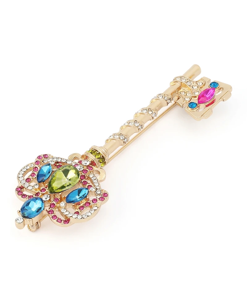 Betsey Johnson Faux-Stone Queen Key Brooch