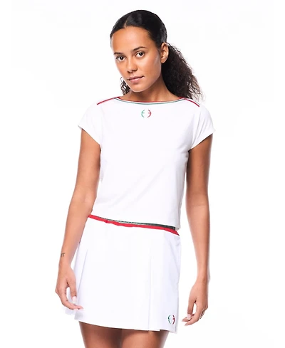 Sergio Tacchini Women's Eredita Crop Boat Neck T-Shirt