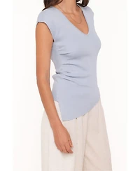 Petal and Pup Women's Tori V-Neck Short-Sleeve Asymmetrical-Hem Top