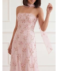 Needle & Thread Women's Lovers Lace Strapless Embellished Evening Gown