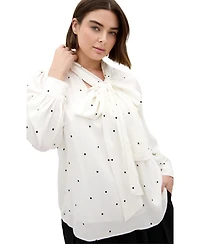 City Chic Women's Kensie Spot Neck Tie Top