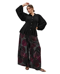 City Chic Plus Piper Button-Up Collared Relaxed-Fit Long-Sleeve Shirt
