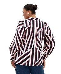 City Chic Plus Haylee Timeless Stripe Lightweight Button-Down Shirt