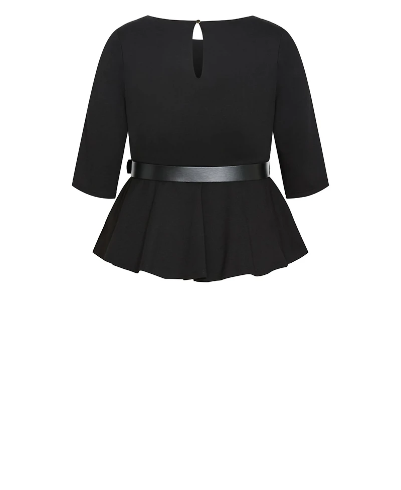 City Chic Women's Paige Belted Peplum Top