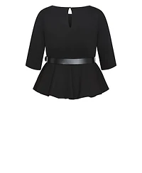 City Chic Women's Paige Belted Peplum Top