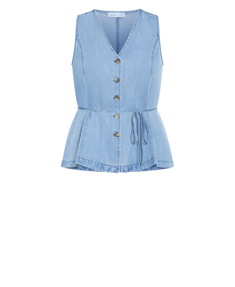 City Chic Women's Plus Evani Soft Denim Vest