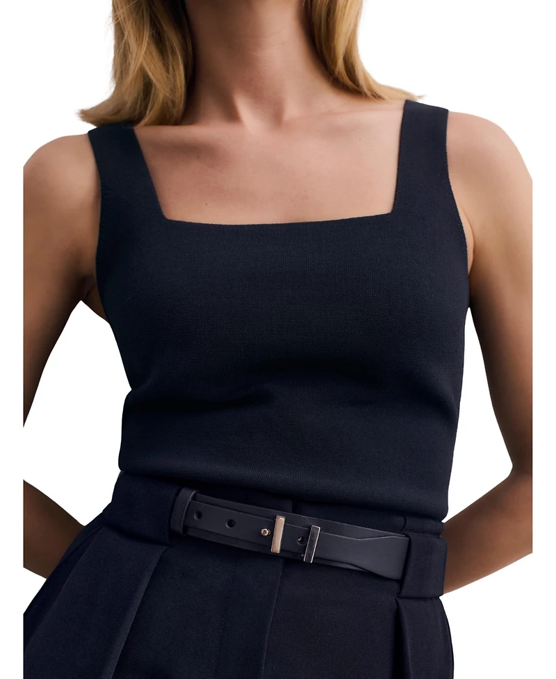 The Fold Women's Keighley Sculpt Sleeveless Square Neck Knit Top