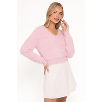 Petal and Pup Women's Evelin Cropped Fuzzy-Knit V-Neck Cardigan