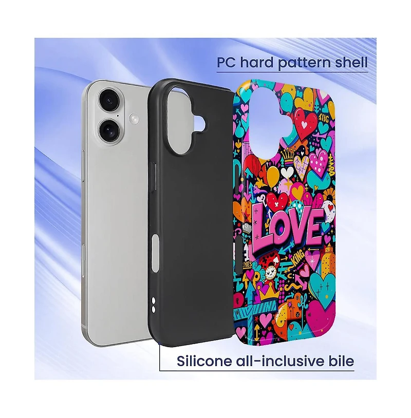 Lisen Pop Love Dual-Layer Anti-Slip Grip Phone Case Compatible with Apple iPhone 15 Plus