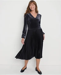 Lands' End Women's Velvet and Satin Duet Midi Dress