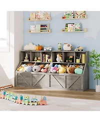 2 Set of Kids Bookshelf and Toy Storage Organizer, Nursery and Playroom, Children s Bookcase with Cabinet, Versatile for Home, School and Daycare Use
