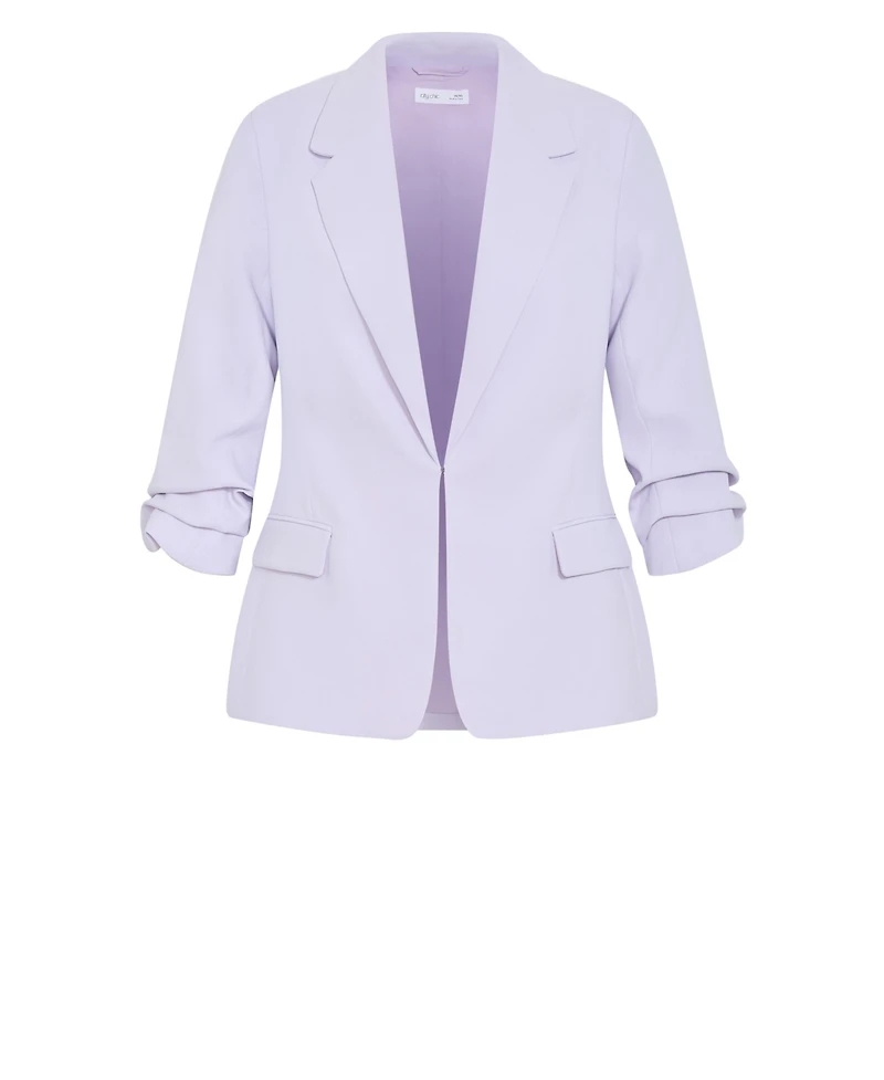 City Chic Plus Abbie Gathered Elbow Sleeves Blazer