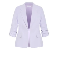 City Chic Plus Abbie Gathered Elbow Sleeves Blazer