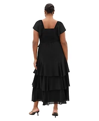 City Chic Women's Sienna V-Neck Ruffle-Tiered Maxi Dress