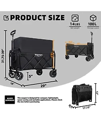 ECHTPeak Expandable Dual-Layer Utility Wagon, Extra Storage Space, with 52" All Terrain Wheels, 220lbs Capacity, for Camping, Shopping
