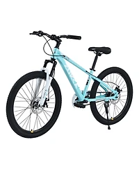 ECHTPeak Mountain Bike 24 Inch Front Suspension Fork Double Disc Brakes, 220 lbs, Ages 9-12