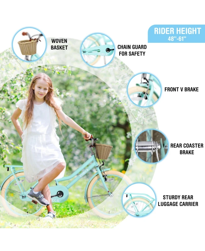 ECHTPeak 20-Inch Kids' Bike with Basket, Ages 7-10