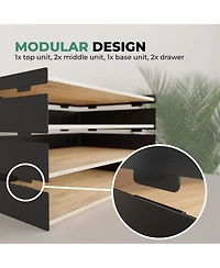 Danrong Wood Desktop Organizer With Stackable Expandable Storage For Office Home