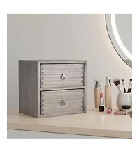 Danrong Wooden 2 Tier Desktop Storage Organizer for Office Makeup Dressing Table