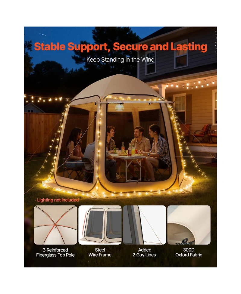 ECHTPeak Screen House Tent, 4-8 Person Pop Up Screen Tent with Extended Awning, Portable Screened in Canopy with Carry Bag