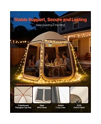 ECHTPeak Screen House Tent, 4-8 Person Pop Up Screen Tent with Extended Awning, Portable Screened in Canopy with Carry Bag