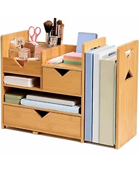 Danrong Adjustable Slide Desktop Organizer With Drawers Reversible Tray Fully Assembled
