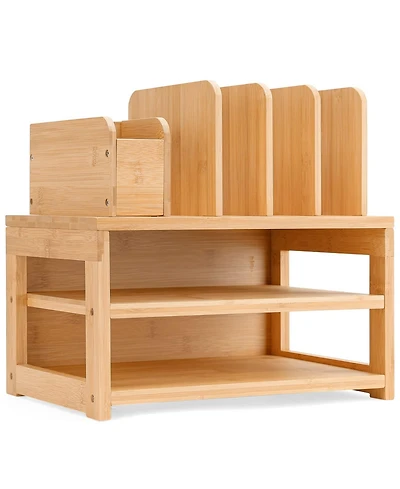 Danrong Desk Organizer With File Holder Adjustable Pen Compartments Storage