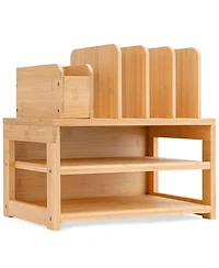 Danrong Desk Organizer With File Holder Adjustable Pen Compartments Storage