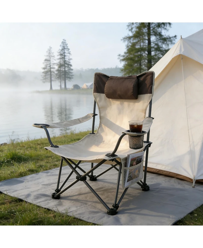 ECHTPeak Outdoor Camping Chairs Folding/Portable/Adjustable Reclining Chair(Three-Level Adjustment), Side Pockets and Cup Holder,Carry Bag