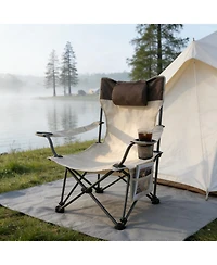 ECHTPeak Outdoor Camping Chairs Folding/Portable/Adjustable Reclining Chair(Three-Level Adjustment), Side Pockets and Cup Holder,Carry Bag