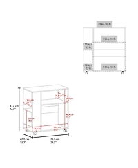Fm Furniture Linden Kitchen Cart with Microwave Shelf, Open Storage, and Two-Door Cabinet