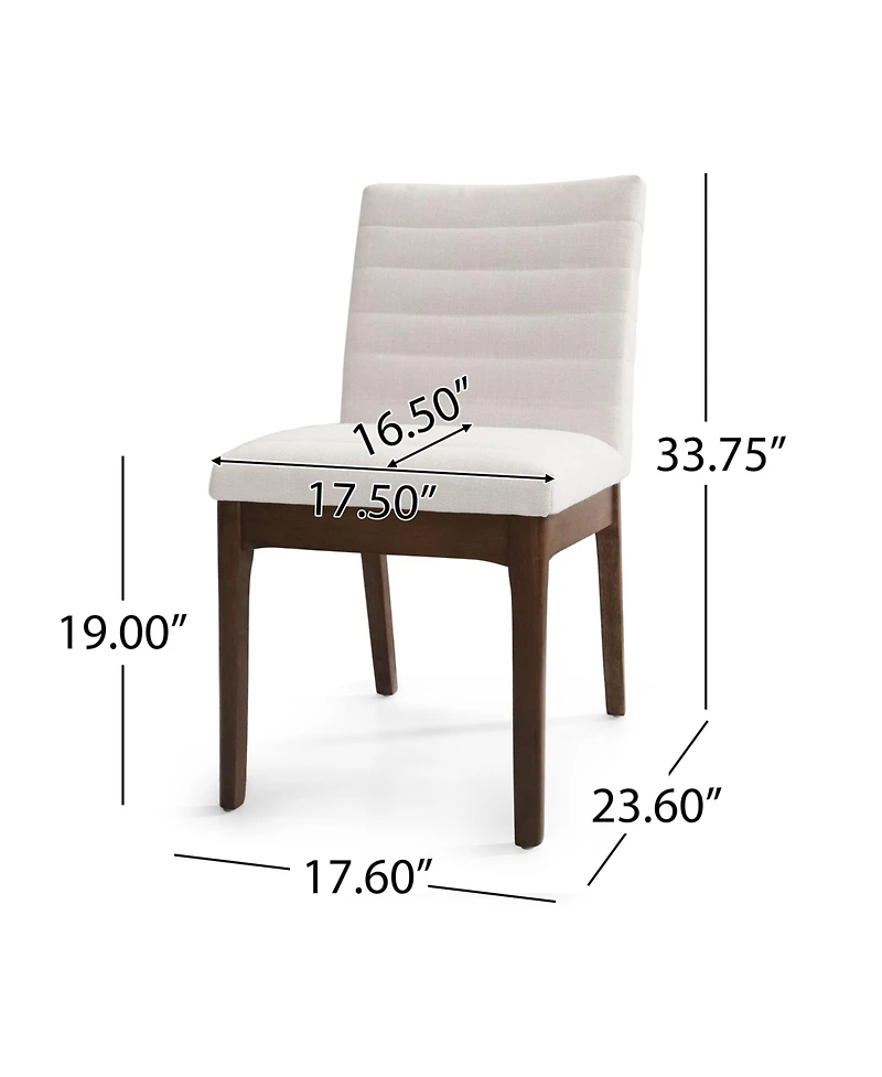 Boyel Living 2-Piece Mid-Century Dining Chairs, Upholstered Parsons Chairs with Channel Stitching and Solid Rubberwood
