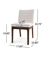Boyel Living 2-Piece Mid-Century Dining Chairs, Upholstered Parsons Chairs with Channel Stitching and Solid Rubberwood