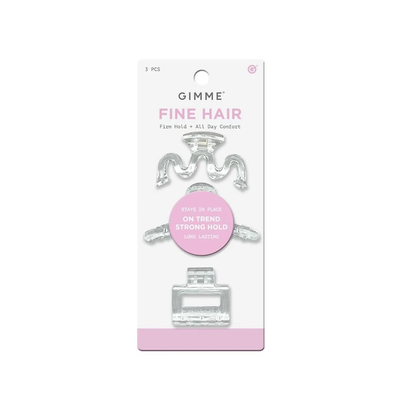 Gimme Beauty Fine Hair Claw Clips Durable, No-Slip Design for Thin Hair 3 Pack