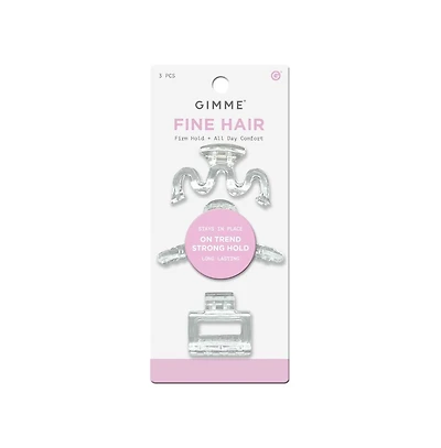 Gimme Beauty Fine Hair Claw Clips Durable, No-Slip Design for Thin Hair 3 Pack