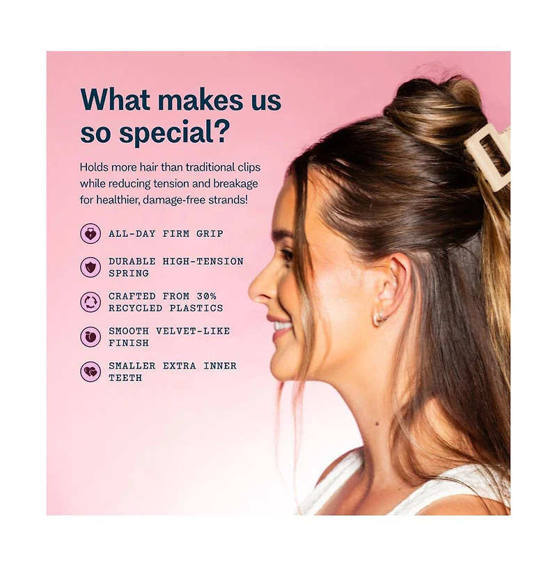 Gimme Beauty Fine Hair Extra Grip More Teeth Clip Extra Teeth Design for Strong Hold No-Slide Accessories for Thin, Fine Hair