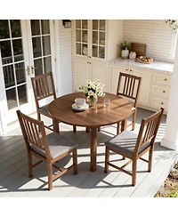 Flynama Set of 4 Upholstered Dining Chairs Linen Vertical Back Chair